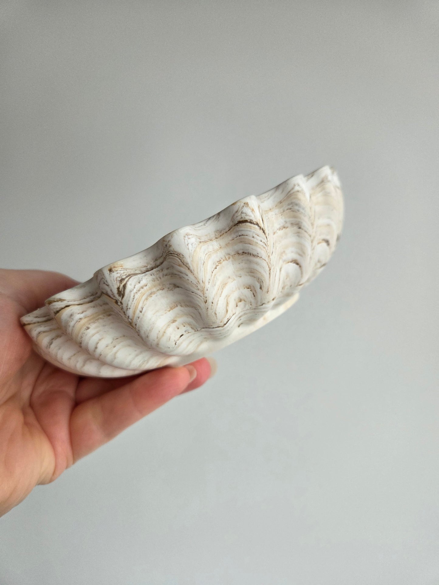 Ruffle Jesmonite Bowl - Neutral Modern Home Decor - Wavy Edge Trinket Dish