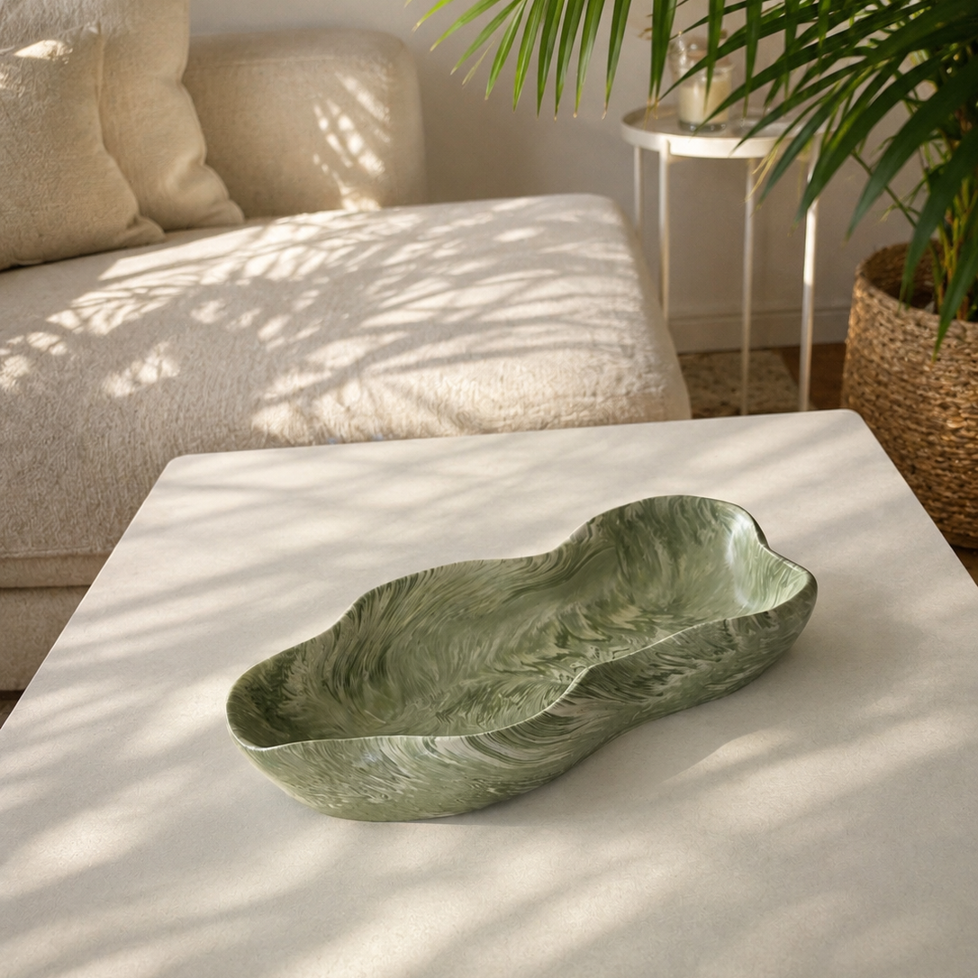 Irregular Green Organic Wave Bowl