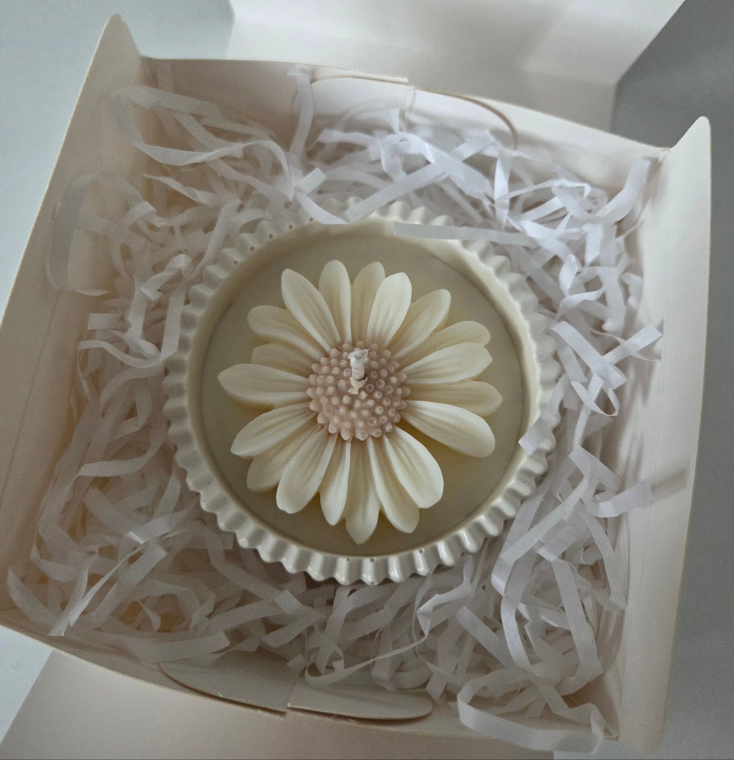 Handmade Daisy Candle in Jesmonite Pot