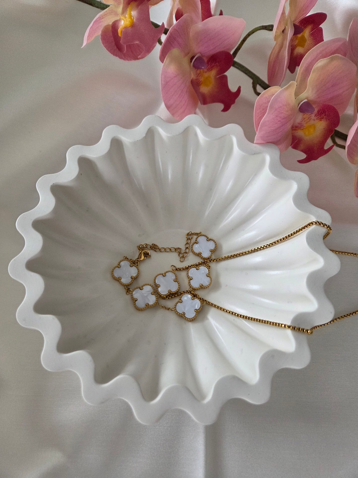 Ruffle Jesmonite Bowl - Neutral Modern Home Decor - Wavy Edge Trinket Dish